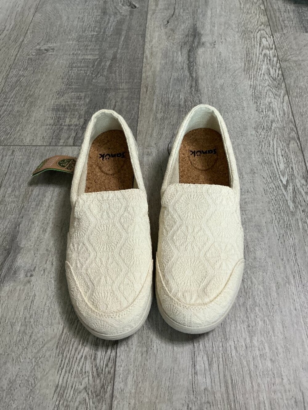Sanuk Hangout Lite Hex Slip On Shoes Women's 8.5 Cream Comfort Casual NWT